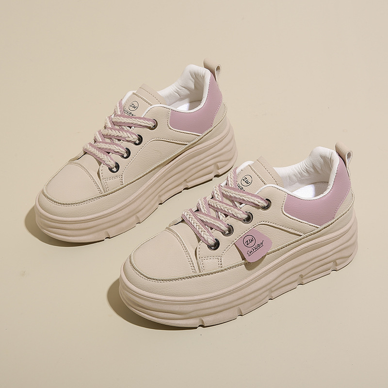 2025 New Designer Breathable Women s Fashion Casual Color Blocked Thick Bottom With Raised Leather Surface Outdoor Sports Shoes Board Shoes