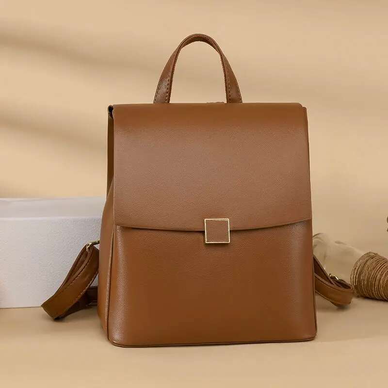 Women's Bags Design Quality Leather Women's Backpack Winter New Solid Color Ladies Anti Theft Travel Bagpack Student School Bag