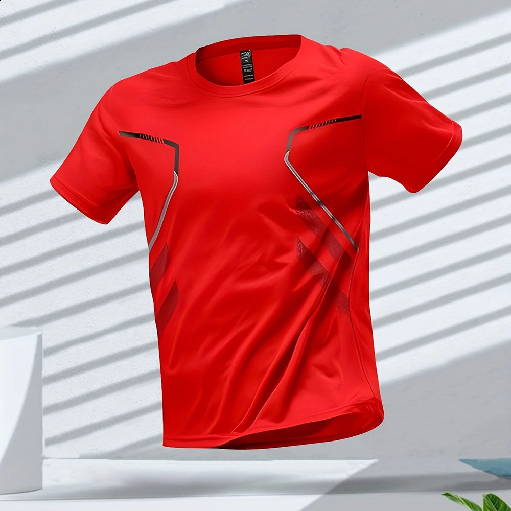 Mens Tshirts Sports Running Tshirt Color Block Men Quickdrying Breathable Short Sleeve Round Neck Active Tee Outdoor Workout 250224