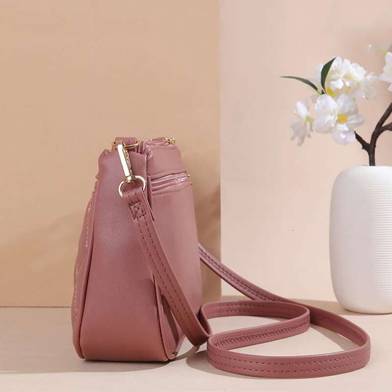 PU Leather Crossbody Bags Zipper New Fashion Shoulder Bag For Women Large Capacity Embroidery Thread Small Purse And Handbags