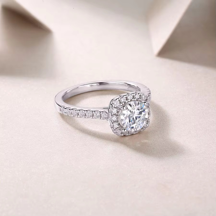 Women's luxury semi eternal wedding ring silver real GRA VVS 1ct silica pearl bridal accessory