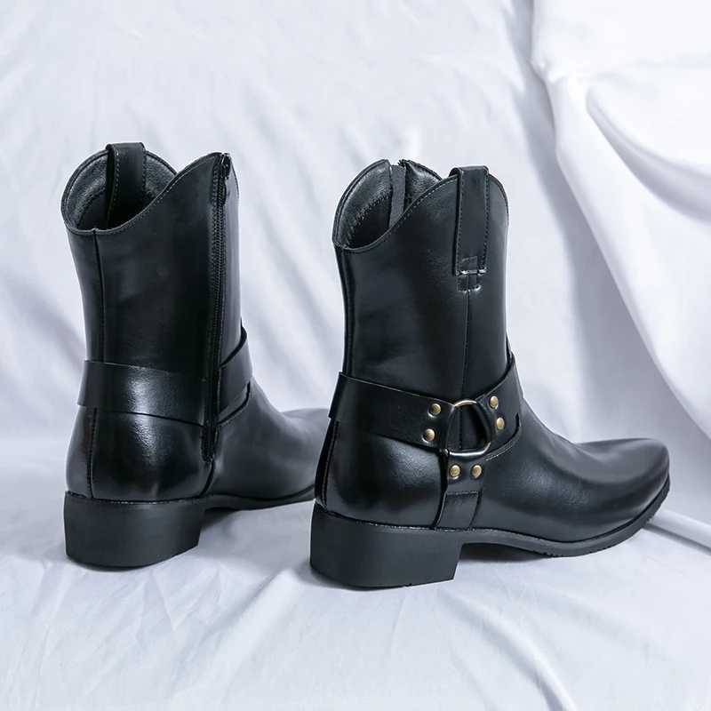 Luxury Brand Chelsea Mens Thick Soled Denim Boots British Style High Top Leather Shoes Fashionable Luxury Mens Motorcycle Boots Z250303