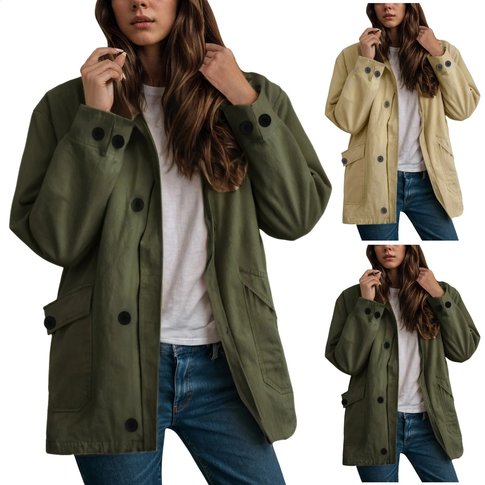 Womens oversized barn jacket button down canvas Corduroy lapel autumn fashion womens clothing 250228