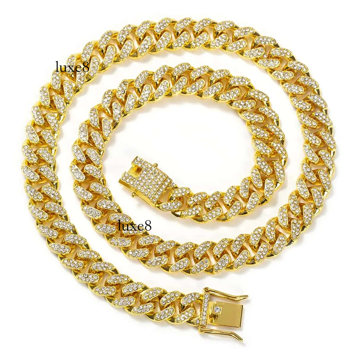 Hip Hop Iced Out Rhies Chain For Men Women Bg Crystal Prong Cuban k Choker Necklace Jewelry Gift