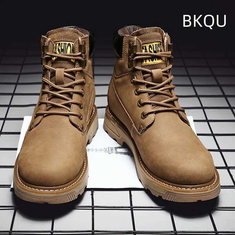 Leather Boots for Men Round Toe Comfortable Trendy All-match Wear-Resistant Outdoor Platform Non-slip Shoes Spring Autumn Main Z250303