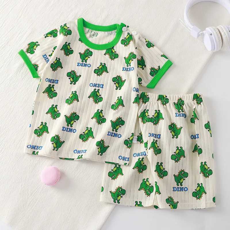 New Kids Boys Girls Summer Clothing Sets Children Cute Cartoon Print Short Sleeve T-Shirt Tops with Shorts Toddler Baby PajamasT250303