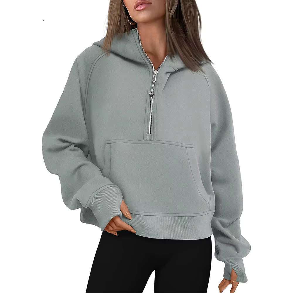 New Custom Winter Ladies Sports Multicolour Plain Half Zipper Loose Fitting Sweatshirts Jogger Fleece Hoodies For Women