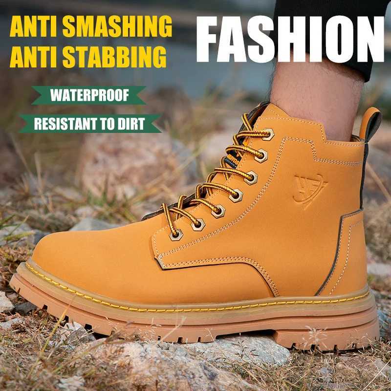 New boots safety shoes mens workwear boots anti shatter and anti stab breathable and wear-resistant protective shoes Z250303