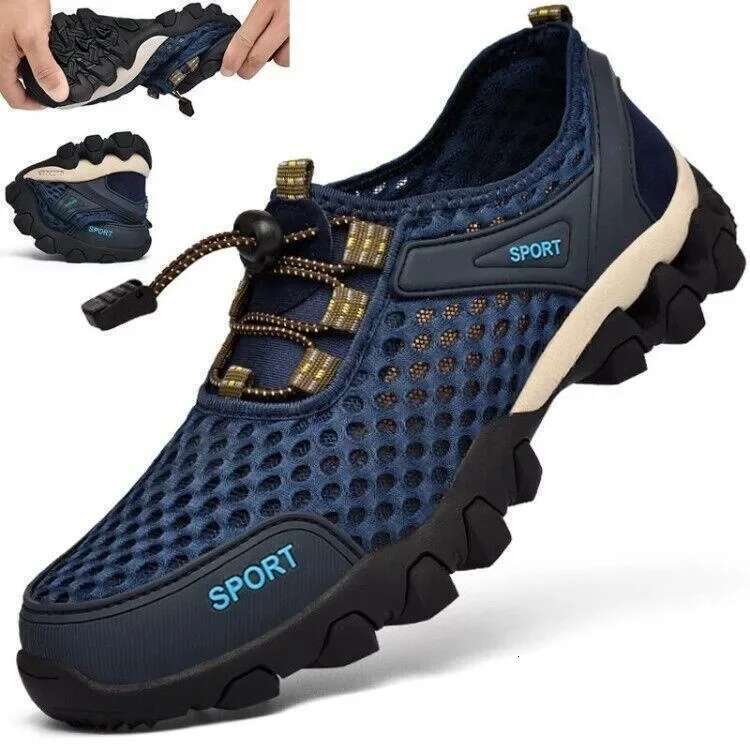 Summer Men's Mesh Sports Fashion Mountaineering Breathable Lightweight Anti Slip Outdoor Travel Running Casual Shoes