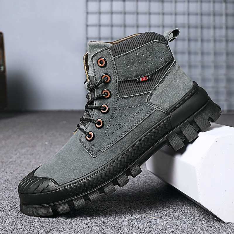 HIKEUP Mens Boots Outdoor Sneakers Breathable Trail Walking Shoes Hiking Sports Tactical Men Shoes Cow Leather Z250303