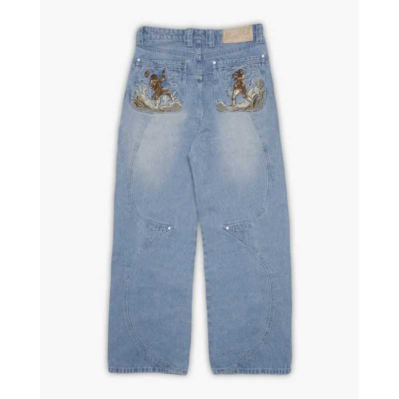 Men's Jeans Fast Draw Denim Pants Vintage Western Cowboy Embroidery Men Women Baggy Jeans Harajuku Streetwear Classic Casual Unisex Trousers J250