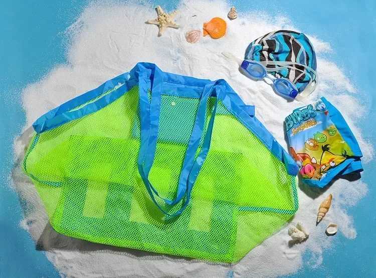 New Arrival Foldable mesh swimming bag portable beach bag childrens beach toy basket storage bag outdoor swimming waterproof bag T250303