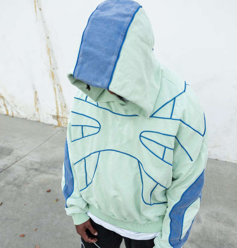 New American street style loose hoodie for autumn winter, men's and women's elastic waist wide leg pants set