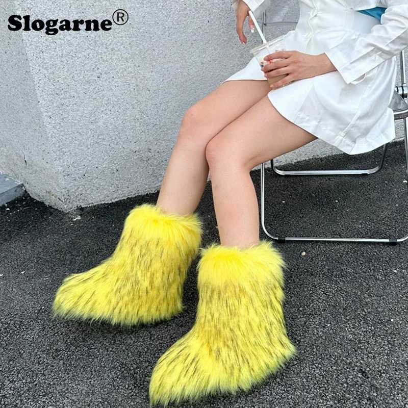 Winter shoes for women fluffy artificial raccoon fur leather boots for winter girls newly launched warm snow boots luxurious shoes Fahsion fur leather