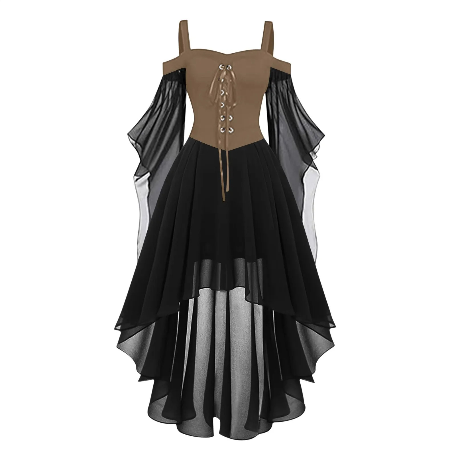Medieval Corset Cocktail Dresses For Women Plus Size Fashion Gothic Vintage Midi Dress Croset Long Flare Inosuke Cosplay Costume 250228