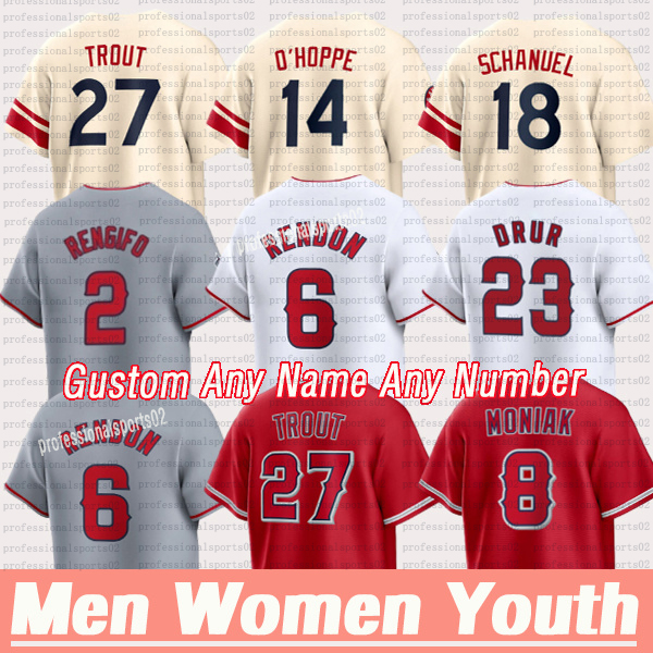 #27 Mike Trout #14 Logan O'Hoppe Jersey LA Angels Anthony Rendon Jo Adell Taylor Ward Nolan Schanuel Niko Kavadas Brandon Drury Custom Baseball Jerseys 24