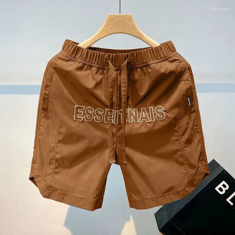 Men's Shorts Embroidered Quick-Drying Fashion Brand Ins Ice Silk 5 American High Street Sports Summer Thin Pants