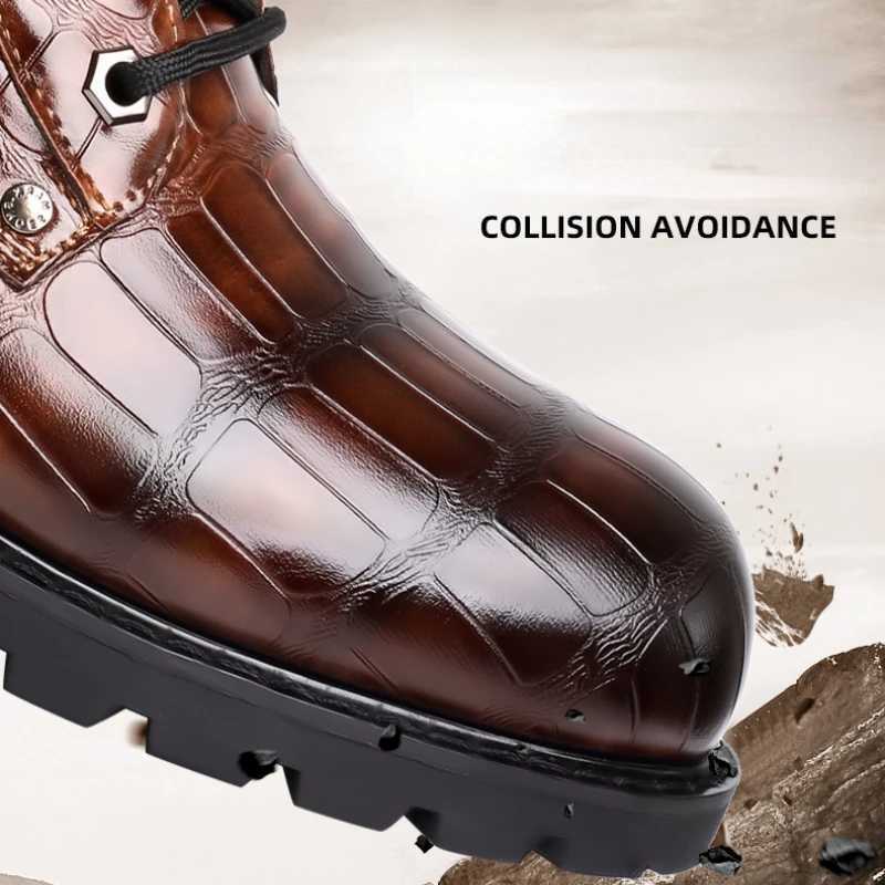 Brand Men Boots Grid Pattern Square Heel Men Ankle Boots Designer Luxury Leahter Shoes for Men Fashion Motorcycle Boots zapatos Z250303