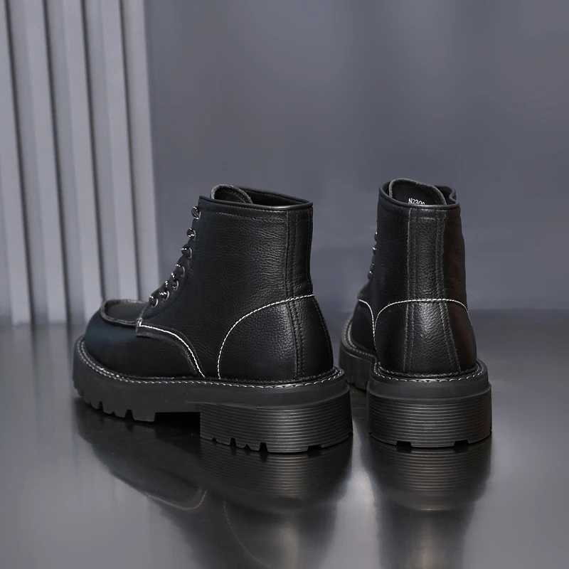 Golden Sapling Wear-resistant Mens Boots Outdoor Genuine Leather Soft Sold Plush Black Boot Man Fashion Genuine Leather Shoes Z250303