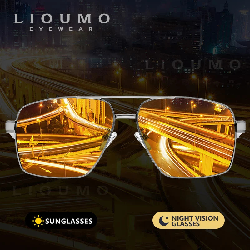 LIOUMO Intelligent Pochromic Sunglasses Men Polarized Night Vision Goggle Women Anti- Driving Glasses UV400 gafas de sol 250221