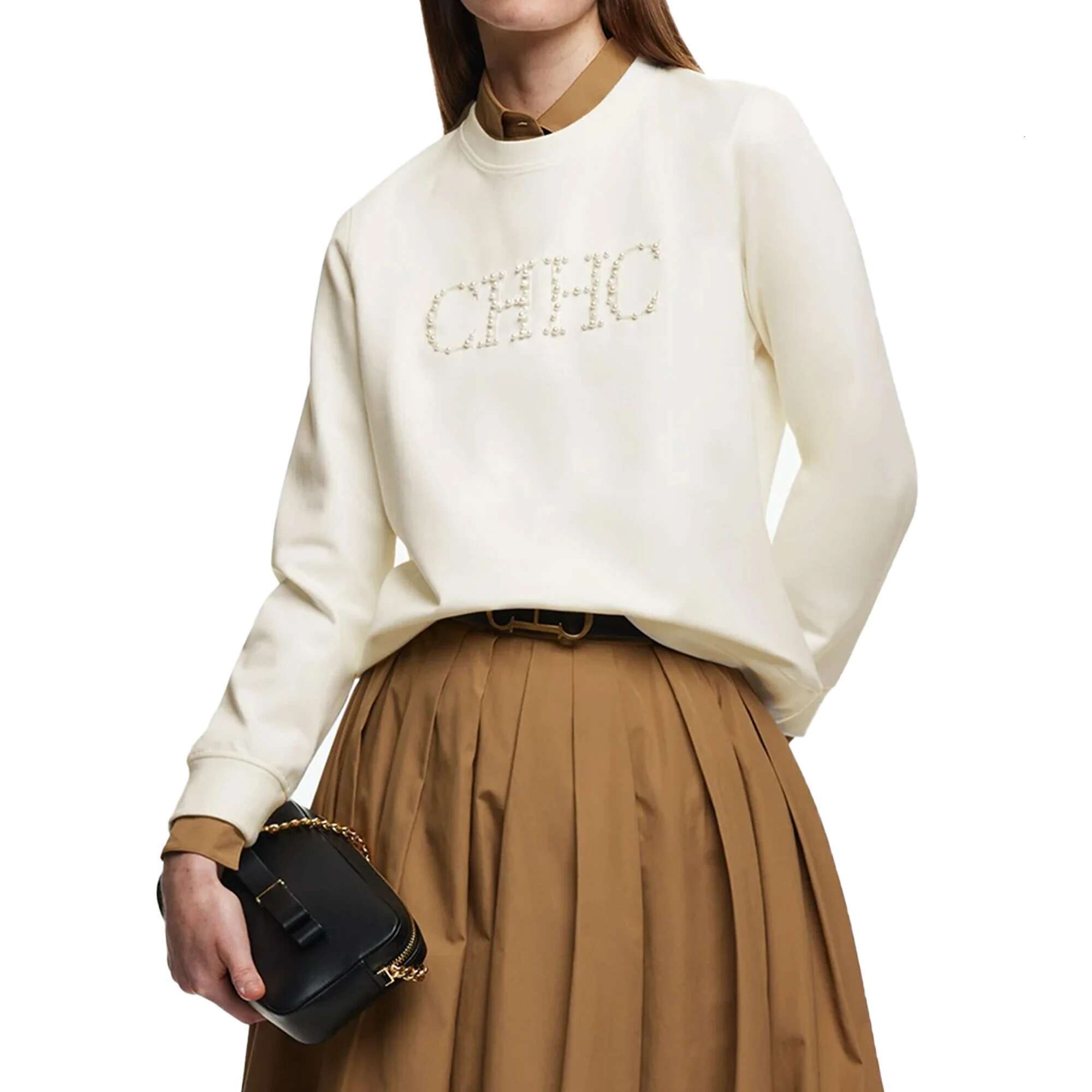 Women's Pullover O Neck Sweatshirt Beading Design Tops Fall Winter Long Sleeve Pulls Fashion Clothes Streetwear Ladies Hoodie