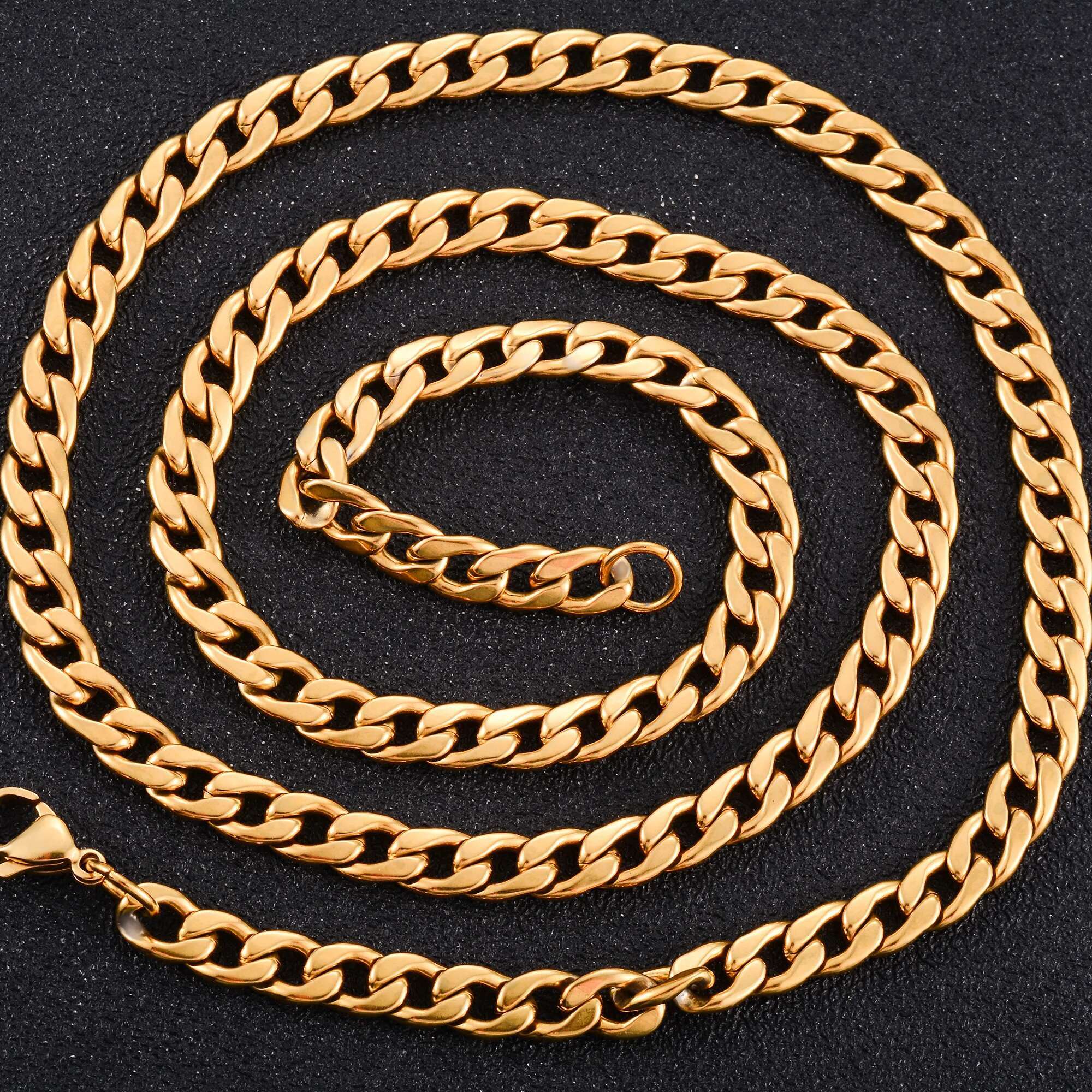 Men's Chunky Stainless Steel k Cuban Chain Curb Necklace for Women Men Gold Color Plated Choker Punk Rock Boy Metal Jewelry