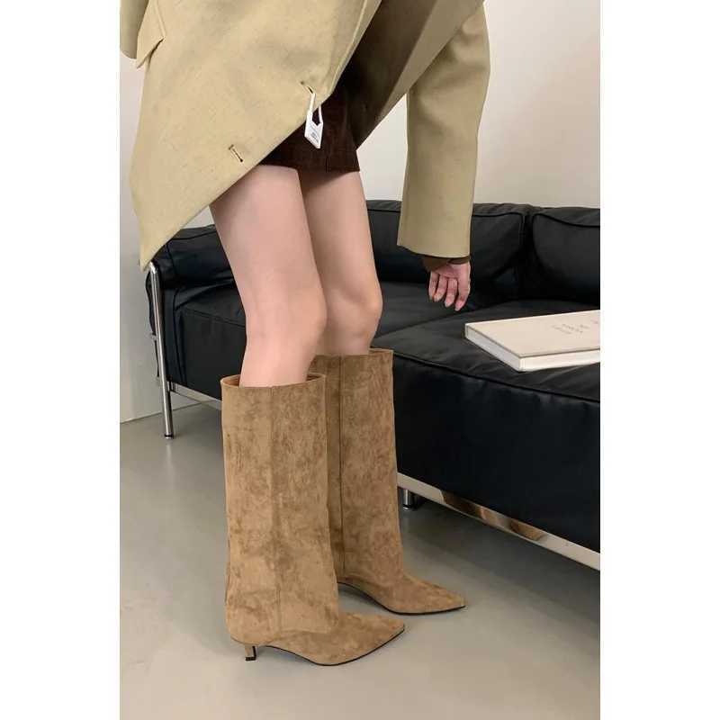 Woman Flat Boots Boots-Women Shoes Luxury Designer Sexy Thigh High Heels High Sexy Winter Footwear Low 2025 Fashion Autumn Points Z250303