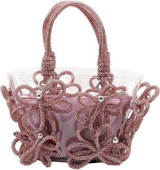 Designer 2024 Women's Bag With Diamond Studded French Fairy Bag, Super Sparkling Rhinestone Handmade Flower Bucket Handbag