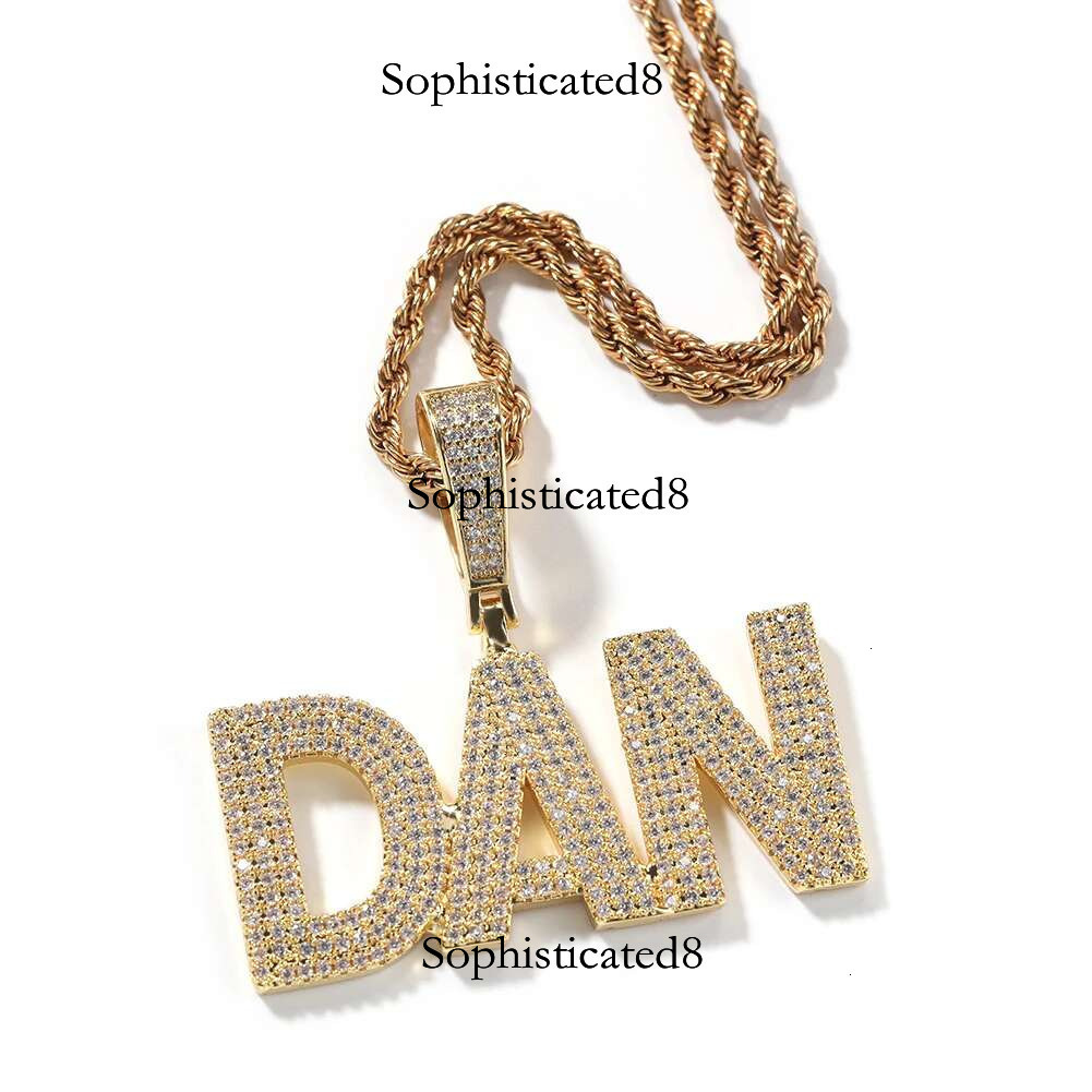 UWIN Custom Name Pendant Iced Out 3 Rows Cubic Zirconia Letters Charms Necklace Fashion Customized Jewelry