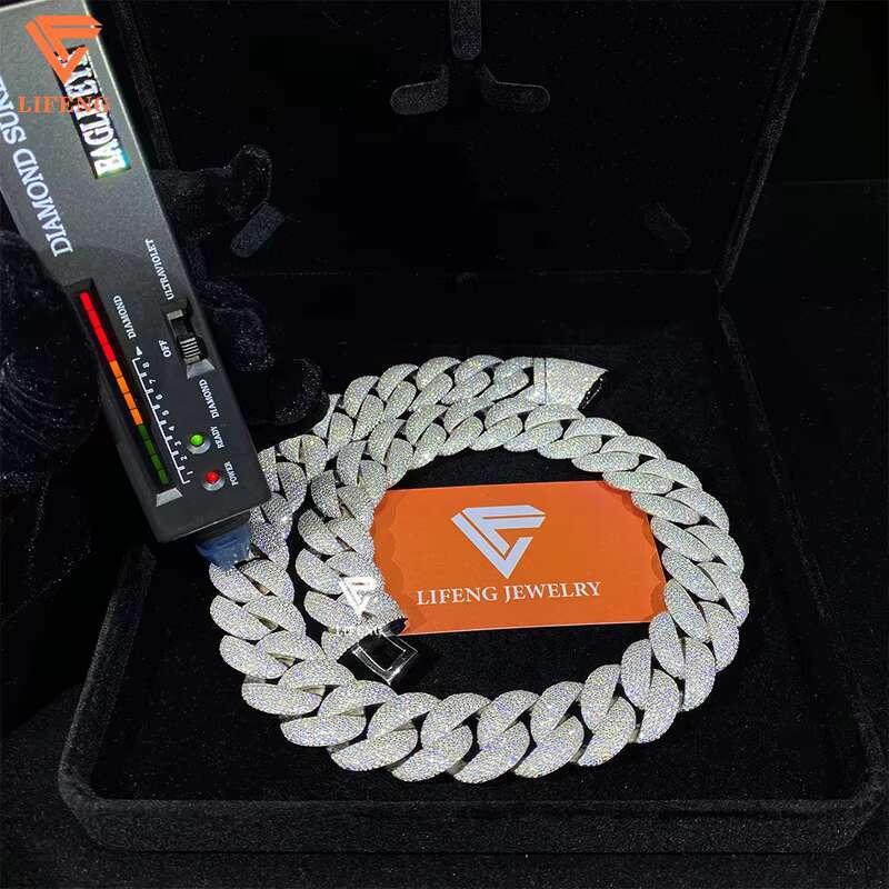 Custom 23Mm Big Size Sier Plated Hiphop Vvs Moissanite Miami K Iced Out Cuban Chain