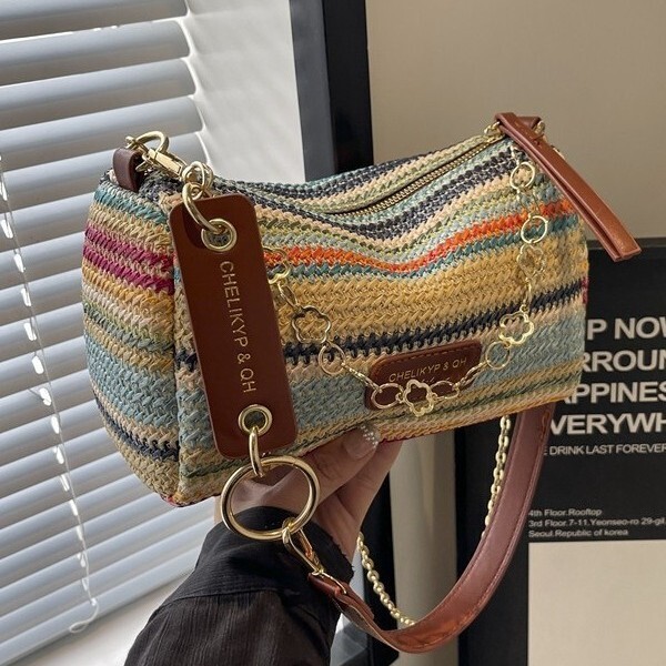 2025 trendy grass woven women's fashion vacation beach foreign style crossbody bag summer versatile #swissmilitary