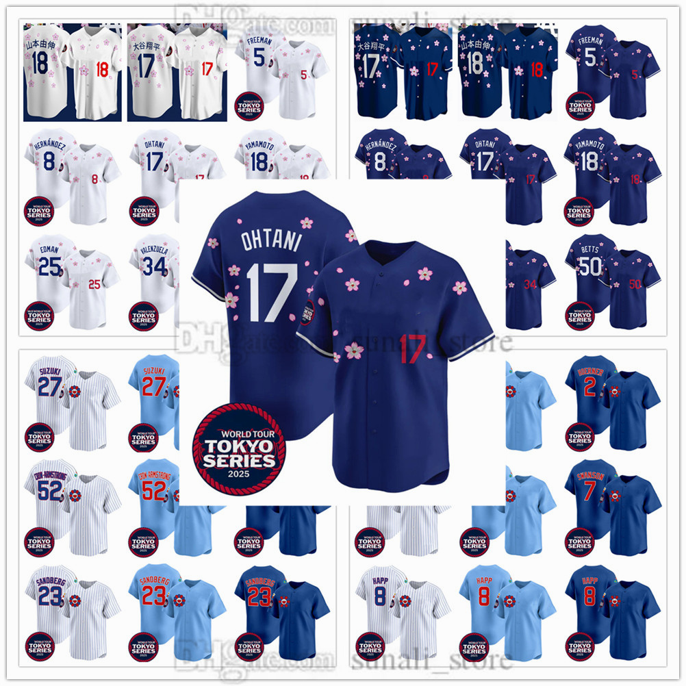 Tokyo Series 2025 World Tour Baseball Jerseys 17 Shohei Ohtani 5 Freddie Freeman 50 Mookie Betts 8 Enrique Hernandez 18 Yoshinobu Yamamoto 34 Valenzuela 25 Edman