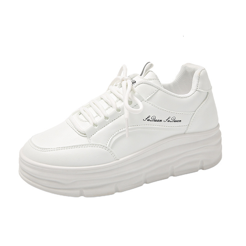 New leather women's 2025 designer white shoes, thick soled height increasing shoes, fashionable and versatile casual shoes, sports board shoes