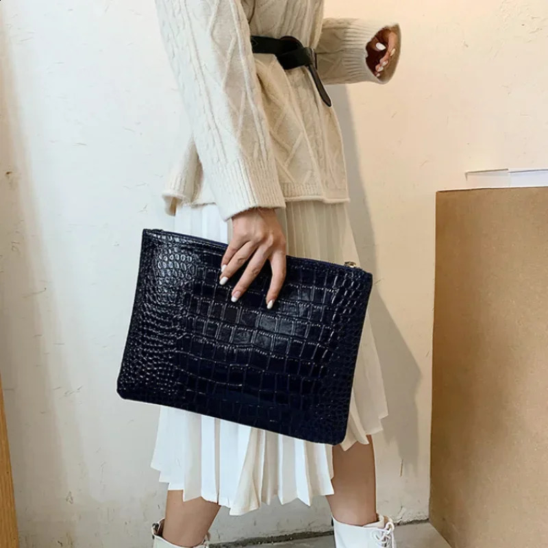 Women Pattern Clutch Bag Pochette Female Casual Solid Color Zipper Envelope Square Bags Shoulder Ladies Handbags 250227