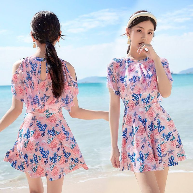 2025S designer women jumpsuit style summer new item plus size to cover the belly and show off weight conservative vacation student swimsuit