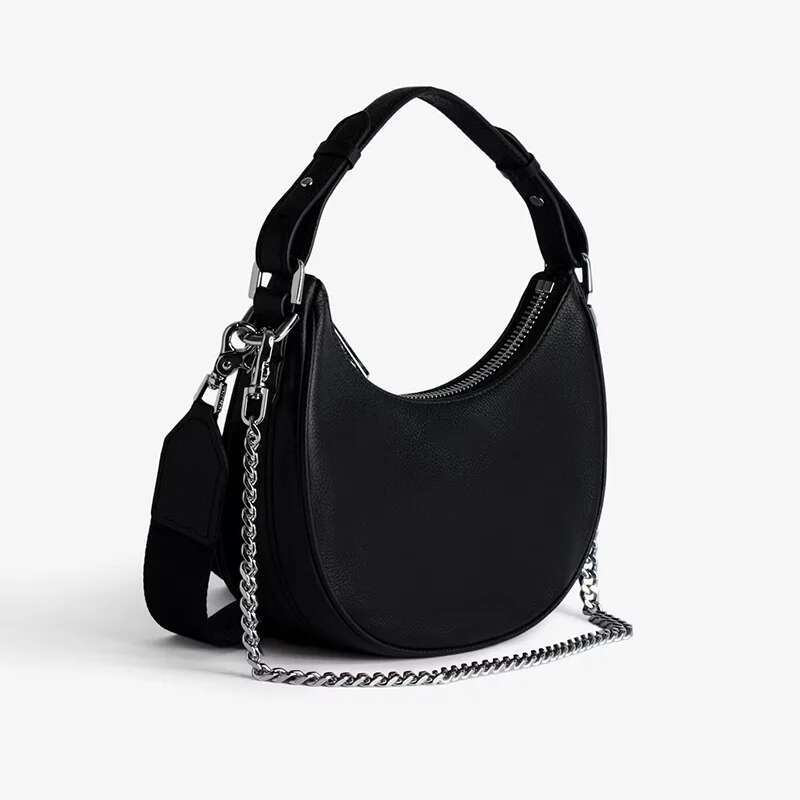 2025 New Women Fashion Shoulder High Quality PU Leather Underarm Retro Lightweight Simple Ladies Crescent Bag