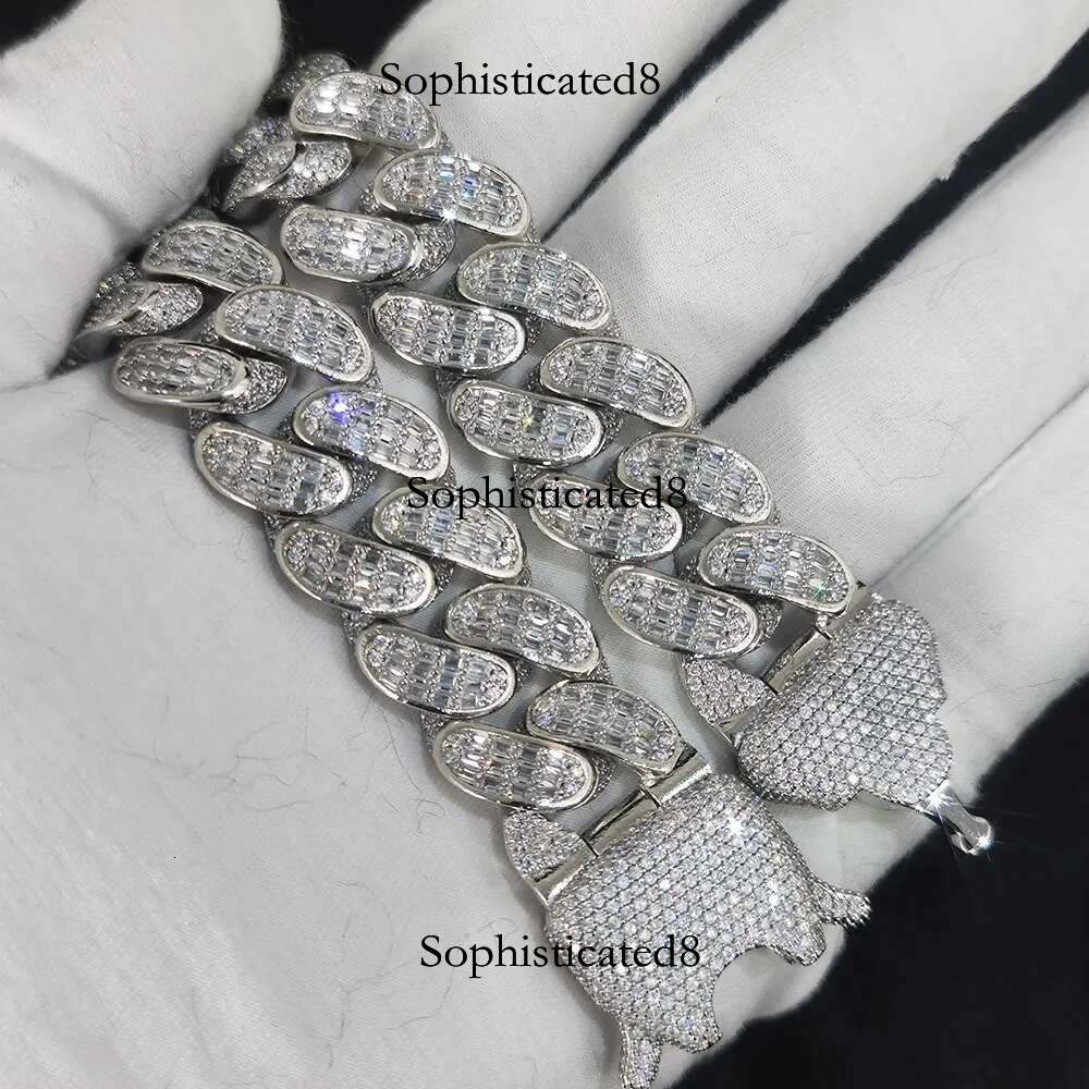 Hip Hop Jewelry New Arrivial 18mm 3 Rows Necklace Iced Out Rectangle Cz Prong Choker Thick Cuban k Chain For Men