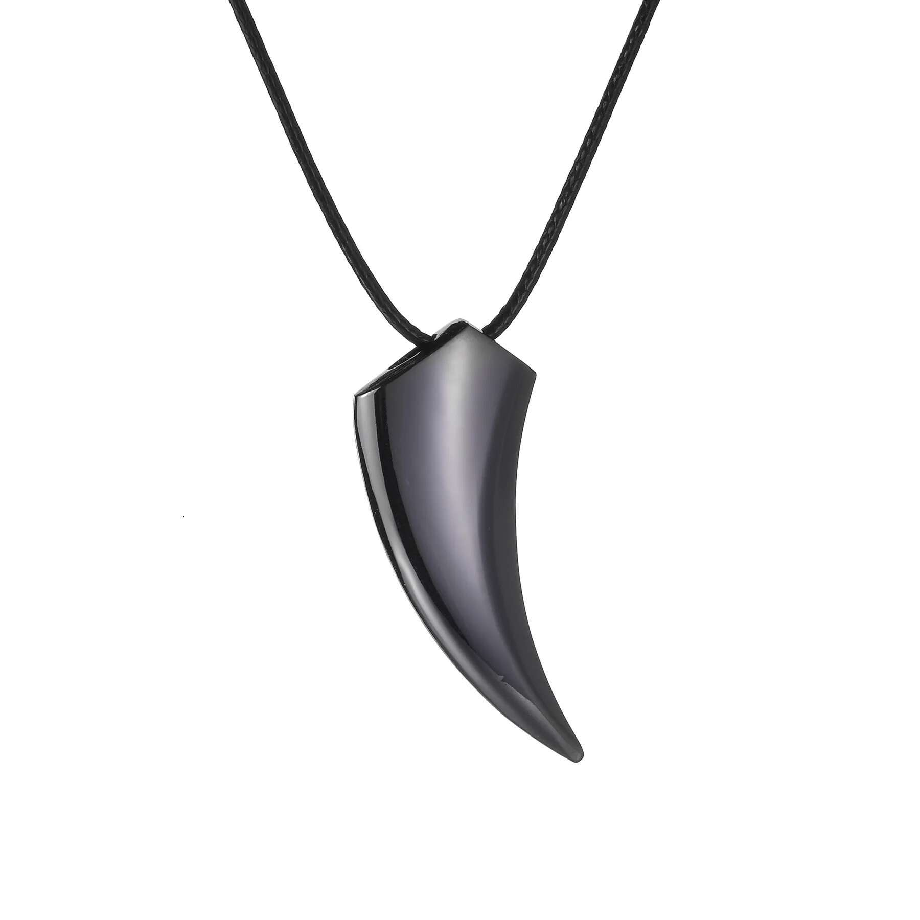 Punk Hip Hop Stainless Steel Crescent Spike Pendant Men Women Fashion Wolf Tooth Chain Necklace Jewelry