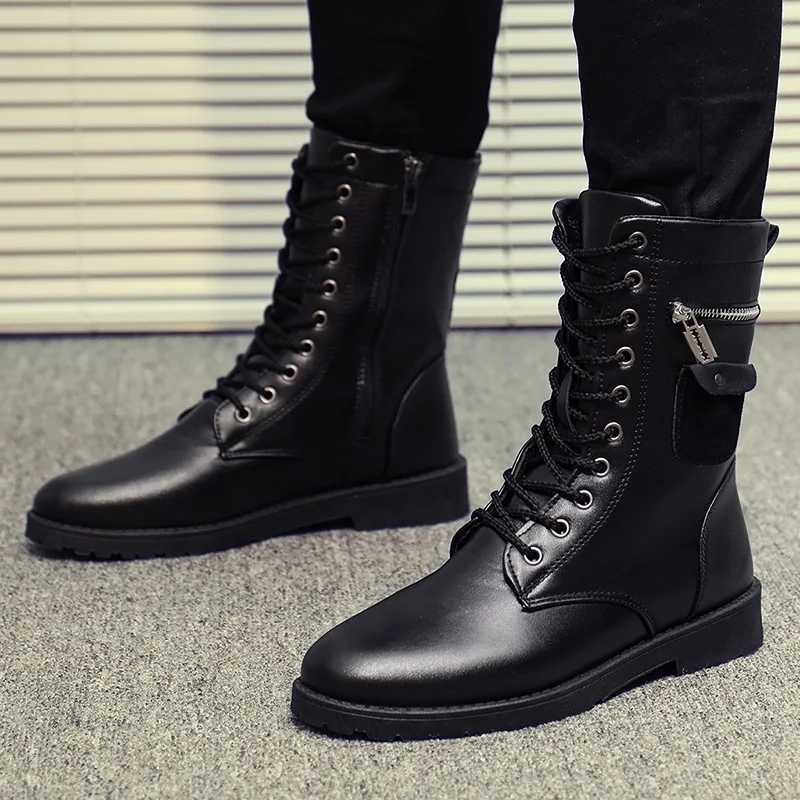 2023 Mens Platform Boots Thick Bottom Lace Mens Boots Autumn Spring Womens Couple Boots Z250303
