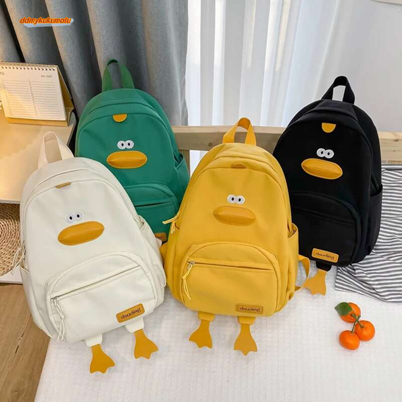 Canvas Kids Backpack Bag for Girls Boys Cartoon Duck Children Travel Bags Portable Primary Child School Backpacks #ddmykukumalu