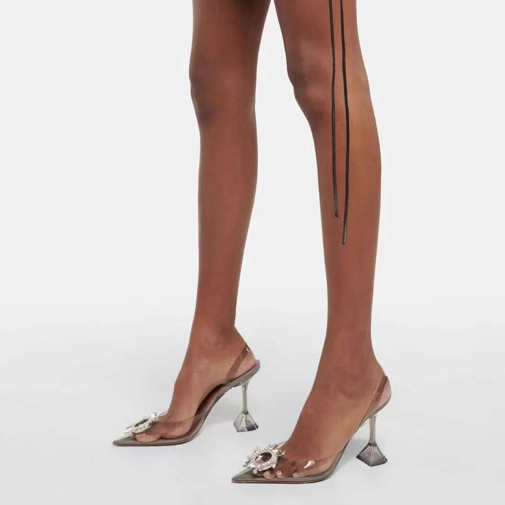 Women's Shoes With Straps Gold Lace Up Heels Sexy Pump Pointed Wedge Transparent Stiletto 2024 Buckle Crystal Closed Lace-Up Cro