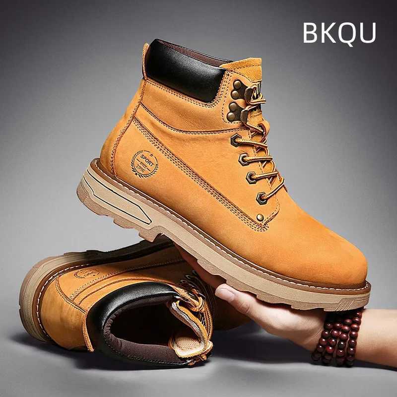 Leather Boots for Men Round Toe Comfortable Trendy All-match Wear-Resistant Outdoor Platform Non-slip Shoes Spring Autumn Main Z250303