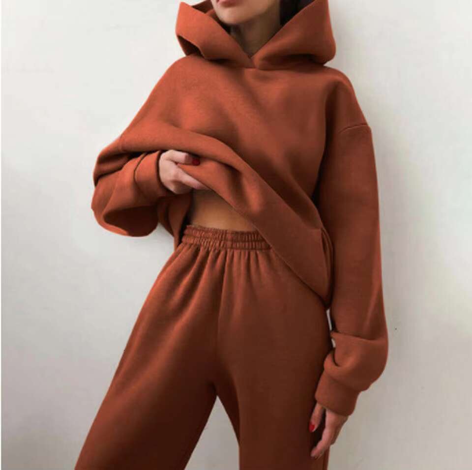 500Gsm Heavy Weight Women's Fashion Autumn Winter Casual Thick Cotton Woman Top Solid Color Hoodies Sweatshirt Pullover
