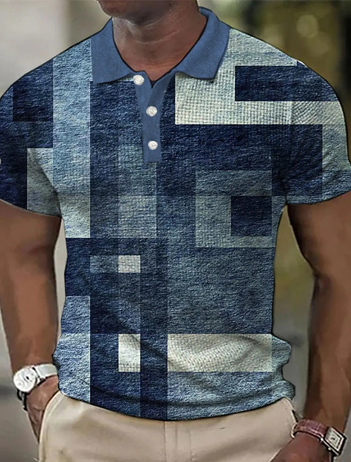 Mens Geometric Graphic Printing Geometric Polo Shirt Fashion Golf Shirt Short Sleeve Shirt Outdoor Street Printing Clothing 250228