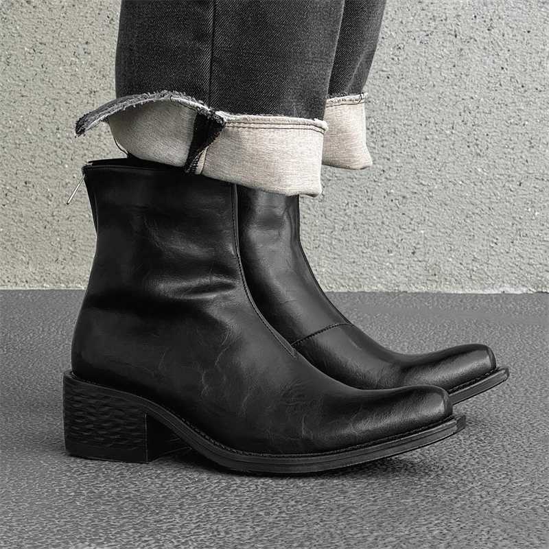 Leather boots mens brand British style comfortable and fashionable thick soled wizard ankle boots Z250303