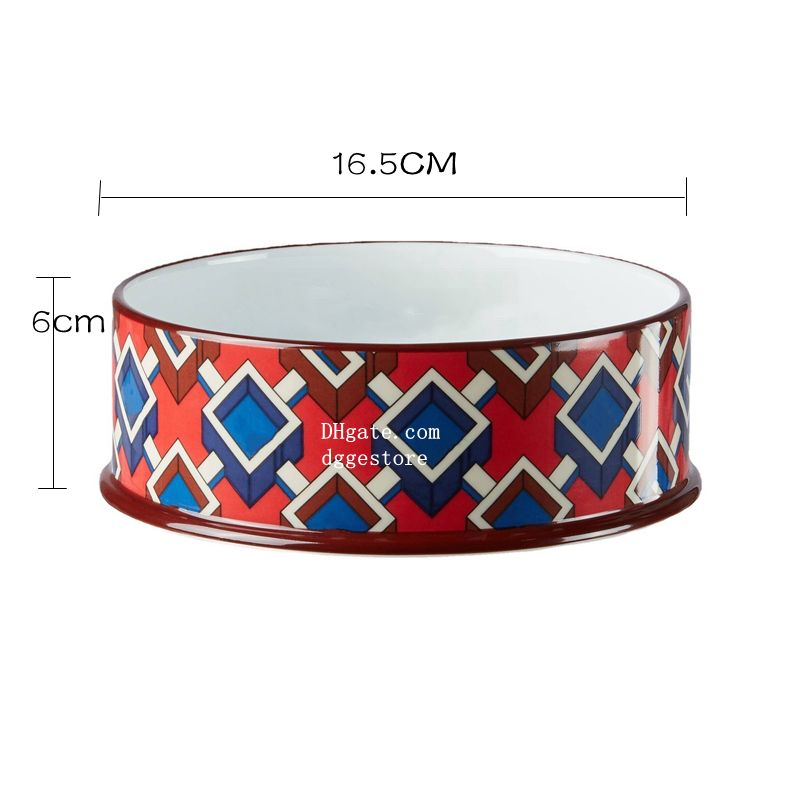 Designer Pets Bowls Ceramic 6.5-Inch Dog Bowl, Spill Resistant, Heavy Duty Modern Pet Feeding Bowl for Small and Medium Dogs (18 oz) lticolour J18 Fre