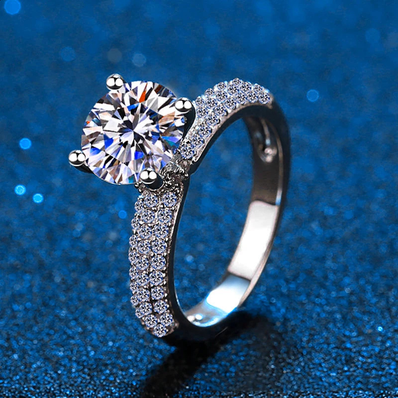 100 Real Engagement Ring With Pave Band 2CT 925 Sterling Silver Diamond Dream Wedding Rings For Women Bridal Jewelry 250303