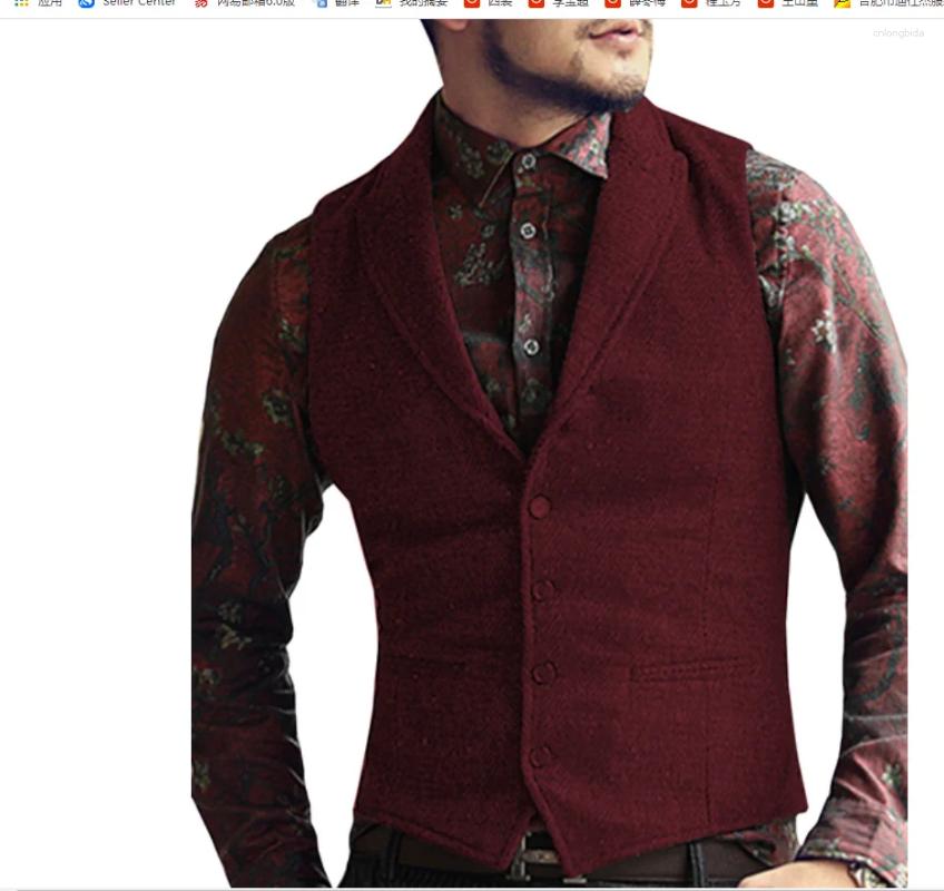 Suit Vests For Men Men's Herringbone Slim Fit Waistcoat for Wedding Groomsmen - Mens Tweed Suits Fashion Jacket