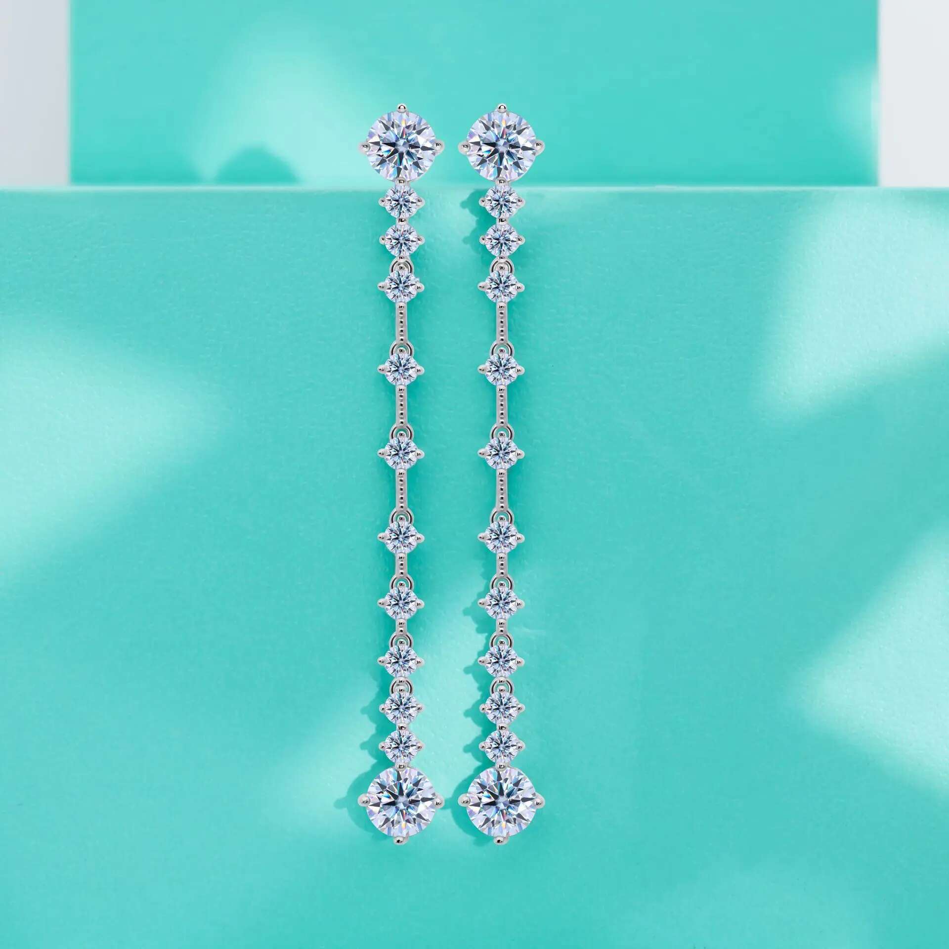 DJMAX D Color 1.5/3ct Long Tassels Moissanite Earrings for Women Premium Party Wedding Ear Studs S Sterg Sier Jewelry