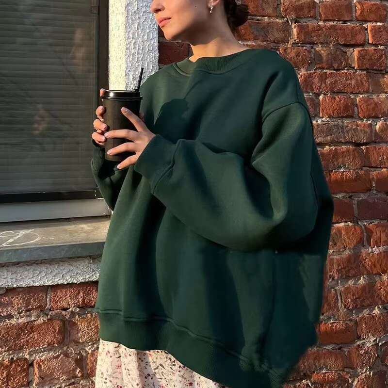 Hd0941 Women's Hoodies Sweatshirts Autumn New Street Style Oversize Fleece Pullover Sweater Solid Loose Oversized Hoodie